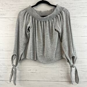 Honey Punch Heather Gray Off Shoulder Knit Top Size S